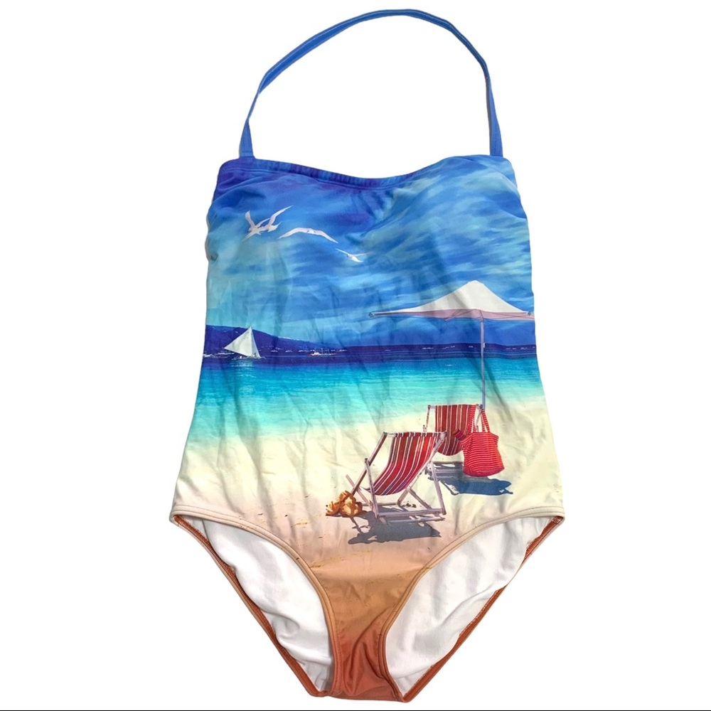 NWOT CM&S Women’s Ocean Print One Piece Bathing Suit Size US XL UK 16
